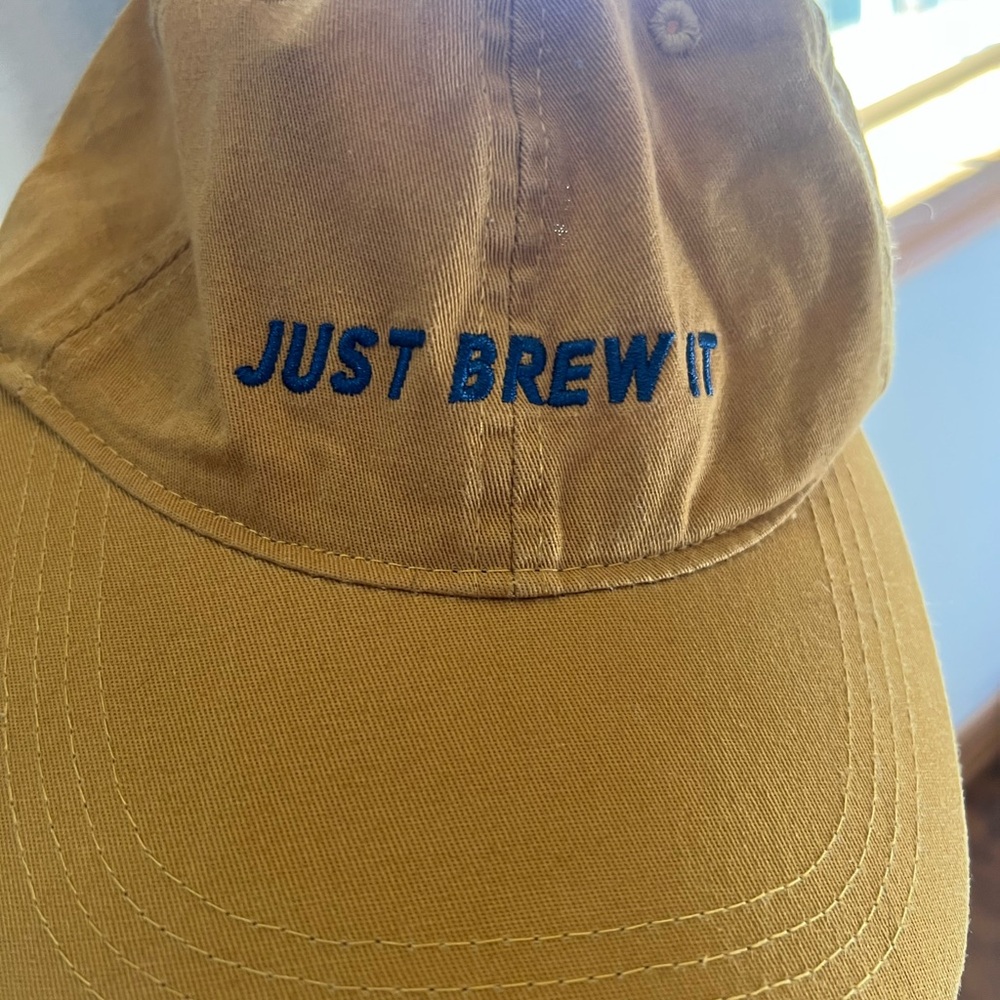 Tan Cap with Blue Embroidery